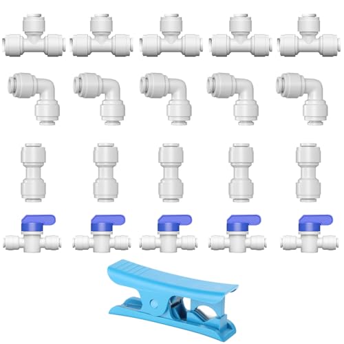 UCLEVER 21 Piezas Kit de montaje de riego por goteo de 4/7mm pulgadas OD de conexión rápida para conectar para sistema de riego de jardín, tubo de agua