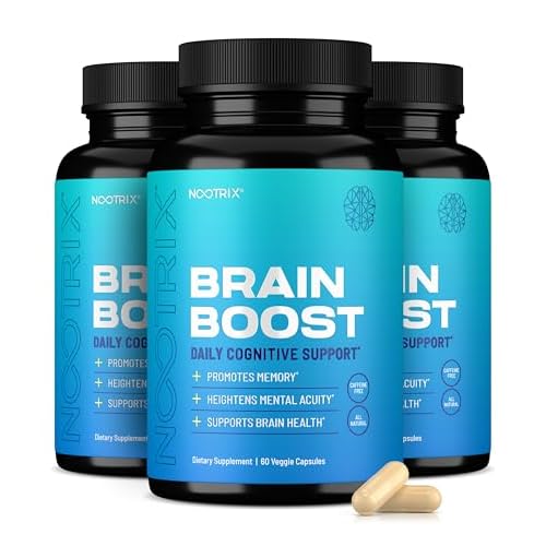 Nootrix Brain Boost Nootropic Supplement | Supports Memory, Mental Focus, Cognitive Health & Energy | Promotes Healthy Mood & Brain Function | Ginkgo Biloba & DMAE | 180 Capsules
