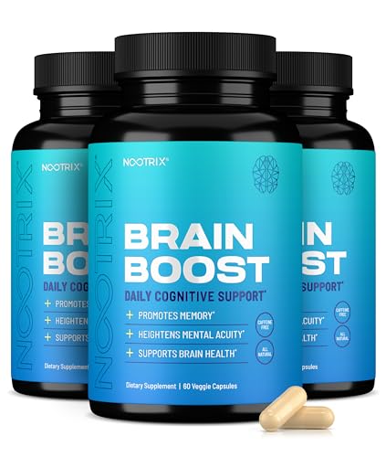 Nootrix Brain Boost Nootropic Supplement | Supports Memory, Mental Focus, Cognitive Health & Energy | Promotes Healthy Mood & Brain Function | Ginkgo Biloba & DMAE | 180 Capsules