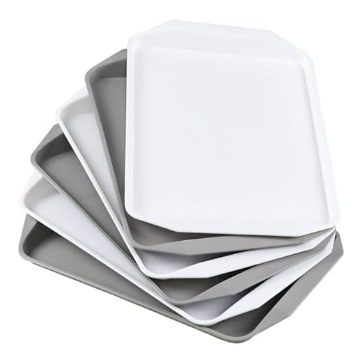 Bandejas de plástico Qshape 3 gris y 3 blancas para servir