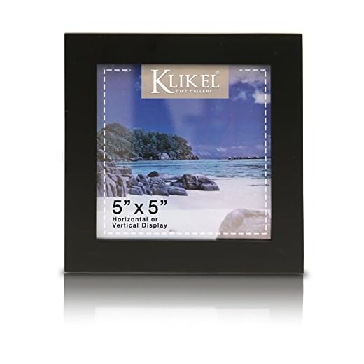 Klikel 5 X 5 Black Picture Frame - Made of Real Wood With Glass Photo Protector - Wall Hanging And Table Standing Display