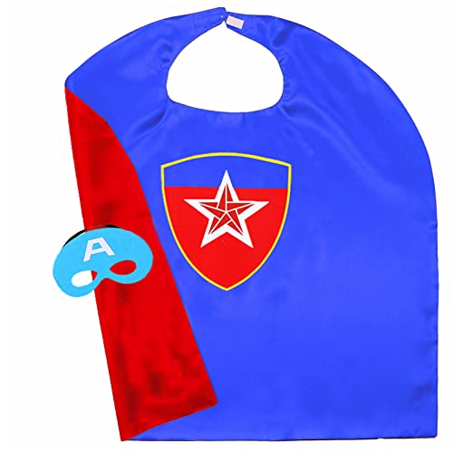 Superhero Double Side Cape and Mask, Halloween Toy Gifts for Kids