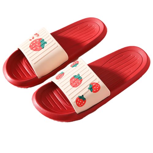 Loizziuy Strawberry Slippers Adorable Design for Women Cute Fruit Summer for Home Bathroom Indoor & Outdoor Non-slip Shower Shoes