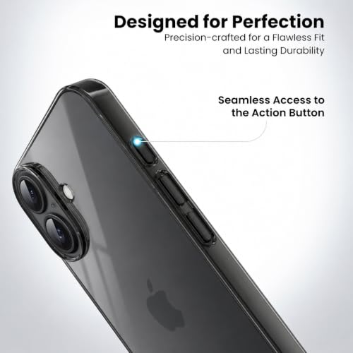 Image of VONZEE Anti Scratch Semi Translucent Cover for iPhone 16 Case, Premium PC + TPU Phone Cases Drop Proof, Slim Anti Yellowing Never Yellowing Shockproof