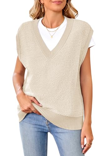 Arach&Cloz 2024 Women Fleece Sweater Vest Fall Sleeveless V Neck...