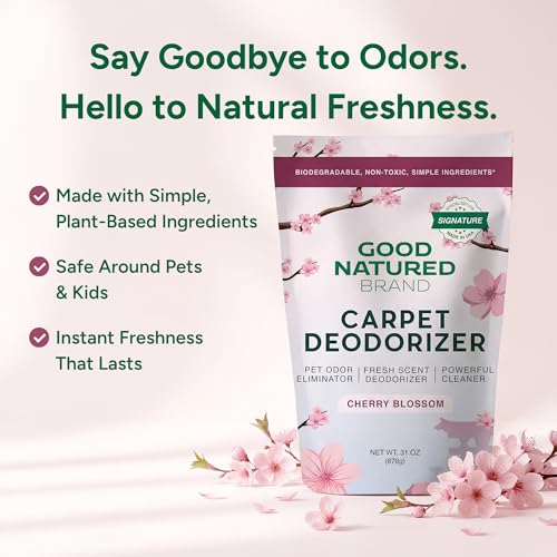 Image of Good Natured Brand | Carpet Deodorizer & Freshener Powder | 31 oz Pet Odor Eliminator for Strong Odor & Pet Urine | Fresh Natural Cherry Blossom Scent | Safe for Homes with Pets