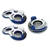 Intex River Run 2 Inflatable Floating Lounge with 440lb Capacity, 2 Pack Bundled with River Run 1 Inflatable Tube with 220lb Capacity