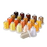 2.4. 0WT (120D / 2) Maschinenstickereifaden - Gold- und braune Farben, insbesondere für Halloween-Kürbis, Herbstbäume und Blätter usw. Designs.