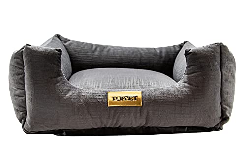Luppet Cama Luxo Para Cachorro Médio Grande Porte Acima De 13Kg Grafite Liso Gg