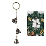 Vintage Hanging Bell for Door Knob, Rustic Wall Hanging Bell on Rope for Door Knob Decoration, Christmas, Home Decor, 3 Small Bells