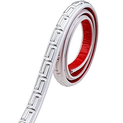 Flexible Molding Trim Self Adhesive-16.4 Feet Long Baseboard Peel and Stick Crown Molding Trim for Walls Edge, Mirror Frame, Bathroom, Tile, Home Decor(White+Silver)