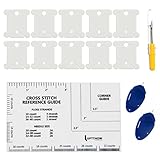 UPTTHOW 14 PCS Cross Stitch Tool Reference Ruler Needle Gauge Cloth Counts Corner Position Measure Guide Floss...