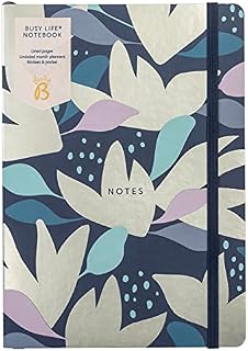 Busy B Busy Life Notebook - A5 Navy Floral notebook with Stickers and Monthly Planner