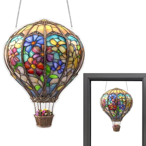 Eventerde en forma de globo aerostático, colgante de pared en globos de acrílico 2D colorido | Decoración exterior resistente a la intemperie para jardín, terraza porche balcón ventana exterior puerta