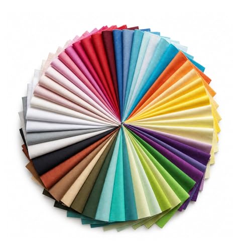 50 PCS Premium Cotton Fabric Squares Bundle Precut 25x25cm Fat Quarters Style Fray-Resistant Edges 50 Assorted Colours & Prints for Quilting Kids Crafts & DIY Projects Safe for Sensitive Skin