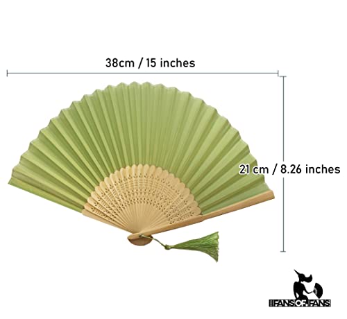 FANSOF.FANS Ventoinha de mão dobrável de tecido com franja grau A costelas de bambu para mulheres me