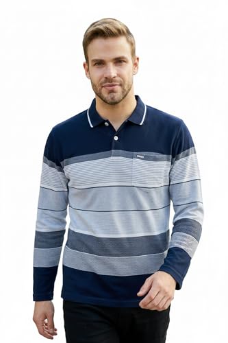 Image of Full Sleeve Polo T Shirt for Men Cotton with Pocket and Collar - Regular Fit Tshirt