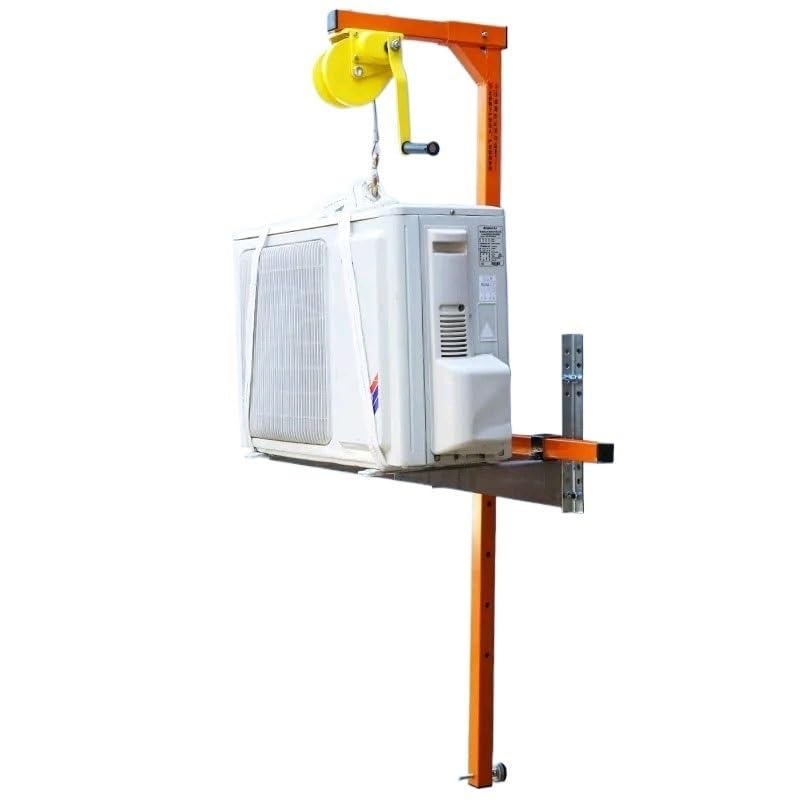 Air Conditioner Installation Lifting Tool, Self-locking Manual Winch + Folding Hangers, 49FT Ropes, 330 Lbs Load Capacity MINGPING