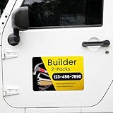 Custom Car Magnet Signs for Businesses (16'x22' Builder) 2 pk - Personalized Car Magnets for Builder, Contractor and Advertising - Advertising Magnets for Cars Door - Professionally Printed
