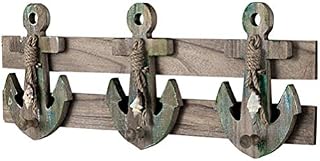 Garneck Wall Hanging Decor Retro Anchor Wall Hooks Mediterranean Style Wall Coat Hat Hooks Nautical Beach Theme Home Wall Decoration (3 Pegs) Wall Clothes Rack