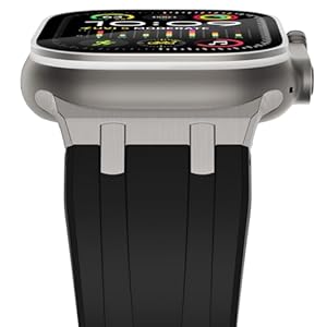 NewWays for Apple Watch Ultra Band for Men, AP Wide Sport Liquid Silicone Rubber Band with Stainless Steel Adapter for Apple Watch Band for iWatch Luxury