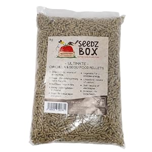 Chinchilla & Degu Food Pellets 1kg – Complementary Feeding stuff For Chinchillas & Degus – Feed To Appetite With Hay & Water – Wheat, Oats, Grass, Sunflower, Barley, Limestone, Binder – Seedzbox