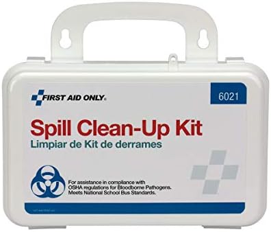 First Aid Only 6021 21-Piece Body Fluid Clean Up Kit, Commercial Cleaning Equipment for Spills in Weatherproof Plastic Case, White