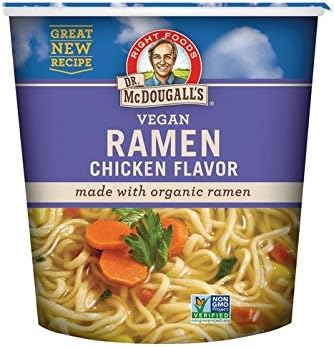 Dr. McDougall's Vegan Ramen Chicken Soup - Chicken Noodle Soup - Ramen Noodles - Instant Ramen Noodle Cups - Oil-Free Non-GMO Ramen Soup - Organic Instant Noodles - 1.4 Ounces - Pack of 6