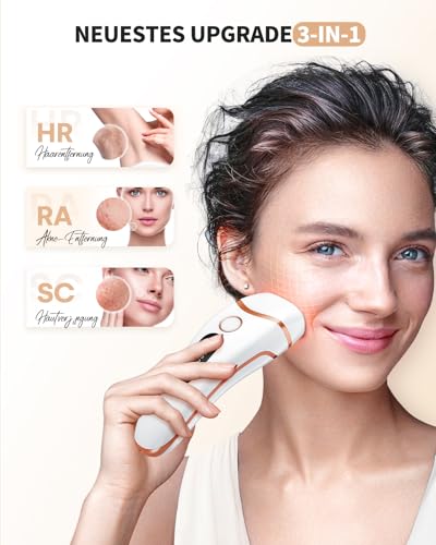 Haarlosy IPL Geräte Haarentfernung Laser für Männer und Frauen, 999,900 Lichtimpulse 3 Funktionen HR/SC/RA und 9 Energiestufen Schmerzlos Haarentfernung für Körper, Gesicht, Bikinibereich - Weiß