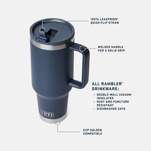 Image of YETI Rambler 40 oz Travel Mug with Flip Straw Lid - Stainless Steel, Vacuum Insulated, Leakproof, Cup Holder Friendly, Venom