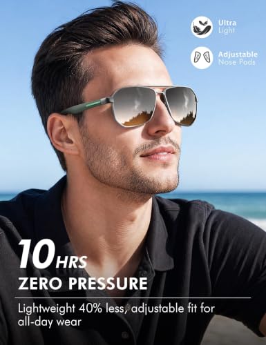 Image of Luenx Aviator Polarized Sunglasses for Men: Square UV400 Driving