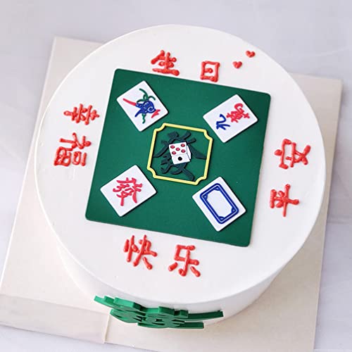 Aboofan 3Pcs Chinese Mahjong Cake Decoration Mahjong Set Cake Topper Birthday Cake Adorn Baking Cake Mahjong Decor For Birthday Cake Decoration Supplies #TOP2