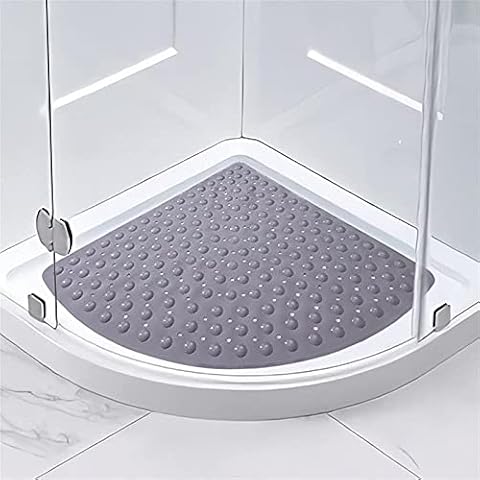 HLCUI Sector Rubber Corner Shower Mat,Anti-Slip Quadrant Bath Mat Anti-Bacterial Mat with Suction Cups for Shower Or Tub,Non-Slip Bathtub Mat,D,54cm/21in Cover