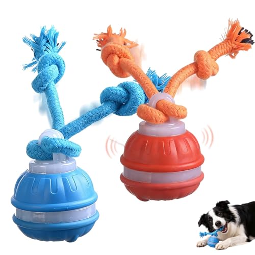 SereniMist 2Pcs Zealburst Dog Toy Interactive Dog Toys 360Interactive Smart Rolling Pet Ball USB Rechargeable Smart Motion for Bored Pet Cats Dogs Interactive Dog Balls (Orange+Blue)