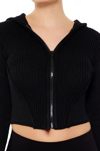 Forever 21 Women's Hooded Zip-up Sweater3