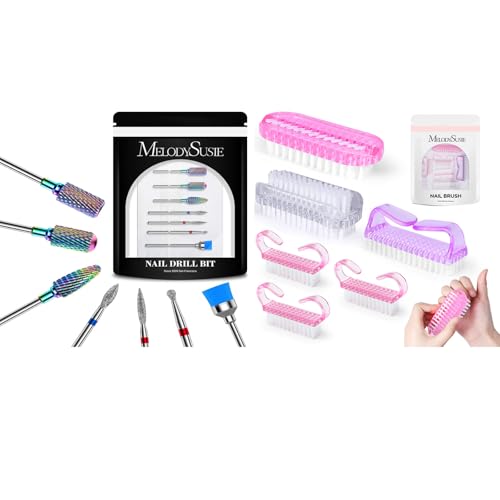 MelodySusie Nail Drill Bits Set with All in One Nail Brush Set
