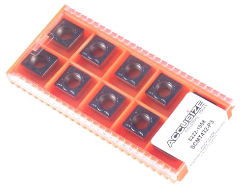 Accusize Industrial Tools SCMT432-P3 Carbide Inserts for Cutting Steel, CVD Coated, 3/16