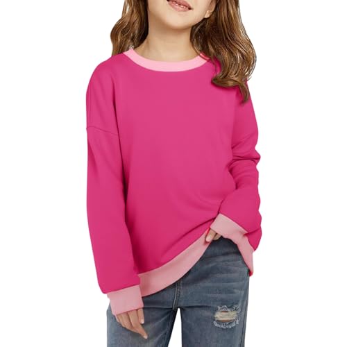Sweatshirts for Teen Girls Kids Casual Long Sleeve Crewneck Loose Tops Fall Color Block Comfy Lightweight Clothes 3-14 Years
