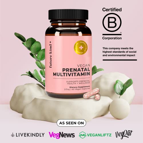 Future Kind Vegan Prenatal Vitamin (60Ct) - Prenatal Vitamins With Dha & Folate - Glass Bottle Prenatal Vitamins For Women - Citrus Scented Prenatal Folate Supplement For Women - Gluten-Free, Non-Gmo #TOP3