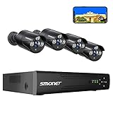 SMONET 5MP Security Camera System, 4x 2560TVL Wired Indoor Outdoor Bullet Cameras for Home,...