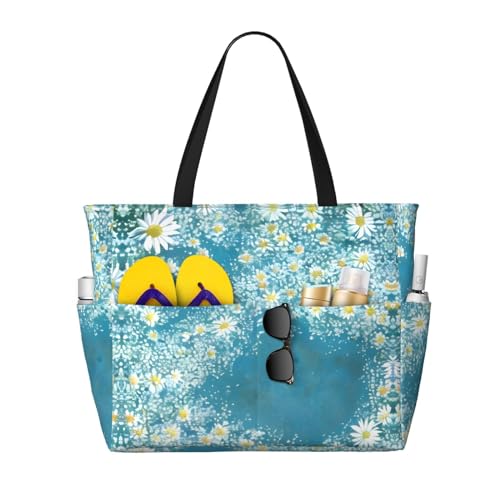 Sac à bandoulière imperméable imprimé marguerites fleurs blanches
