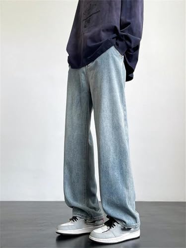 Men's Spring Summer Jeans, Korean Fashion, Black Blue, Wide Leg, Loose Straight Denim Pants2
