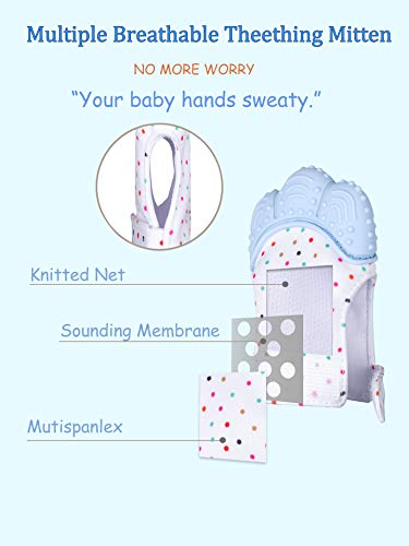 Teething Mitten Multiple Breathable Chew Mitt Baby Teething Toy Baby Self Soothing Teether, Teething Pain Relief Toy, Prevent Scratches Glove Stay On Babys Hand, For 0-6 Months Baby #TOP1