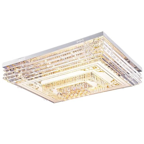 Plafonnier LED en cristal moderne luminaire blanc contemporain salon 95x75