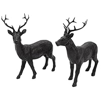 Khevga Deko Hirsch Schwarz 2er Set - Moderne Weihnachtsdekoration Aus Polyresin
