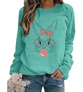 Easter Sweatshirts for Women Easter Sweaters Bunny Rabbit Graphic Shirt Cute Bunny Long Sleeve Pu...