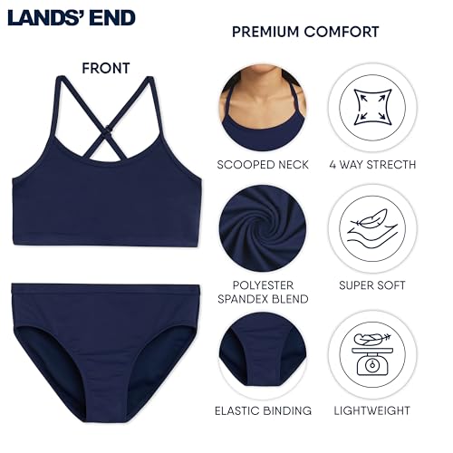 Image of Lands' End Girls' Swim UPF 50+ Adjustable Strap Bikini Set