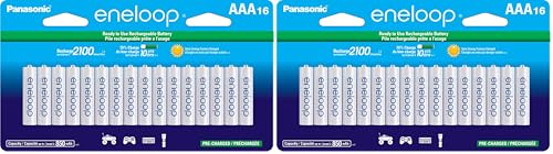 Panasonic BK-4MCCA16FA eneloop AAA 2100 Cycle Ni-MH Pre-Charged Rechargeable Batteries,16 Count (Pack of 2)