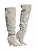 Liliana Women's Pointed Toe Fashion Rhinestones Boots Over Knee High Slouch Boots Silver 10