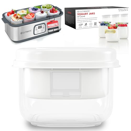 Ultimate Jars with Yogurt Maker and Eight 6oz Jars plus Yogurt Strainer Bundle - Make Trillions of Live Probiotics at Home and Make Greek Yogurt